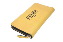 画像をギャラリービューアに読み込む, FENDI フェンディ ラウンドファスナー 長財布 ロゴ 7M0210 レザー ブラック イエロー ゴールド金具 美品 中古 4b003305