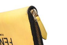 画像をギャラリービューアに読み込む, FENDI フェンディ ラウンドファスナー 長財布 ロゴ 7M0210 レザー ブラック イエロー ゴールド金具 美品 中古 4b003305