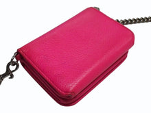 画像をギャラリービューアに読み込む, BALENCIAGA バレンシアガ チェーンミニウォレット 三つ折り財布 ショルダー レザー ピンク シルバー金具 美品 中古 4b003306