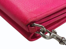 画像をギャラリービューアに読み込む, BALENCIAGA バレンシアガ チェーンミニウォレット 三つ折り財布 ショルダー レザー ピンク シルバー金具 美品 中古 4b003306