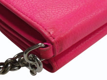 画像をギャラリービューアに読み込む, BALENCIAGA バレンシアガ チェーンミニウォレット 三つ折り財布 ショルダー レザー ピンク シルバー金具 美品 中古 4b003306