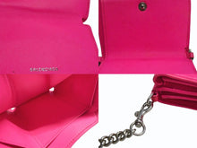 画像をギャラリービューアに読み込む, BALENCIAGA バレンシアガ チェーンミニウォレット 三つ折り財布 ショルダー レザー ピンク シルバー金具 美品 中古 4b003306