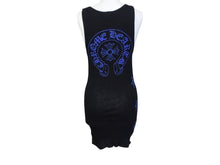 画像をギャラリービューアに読み込む, CHROME HEARTS クロムハーツ CHプラス ホースシュー プリント タンクトップ ブラック ブルー サイズM 美品 中古 4b003343