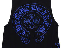 画像をギャラリービューアに読み込む, CHROME HEARTS クロムハーツ CHプラス ホースシュー プリント タンクトップ ブラック ブルー サイズM 美品 中古 4b003343