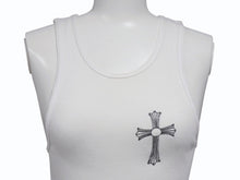 画像をギャラリービューアに読み込む, CHROME HEARTS クロムハーツ タンクトップ サイズM CHクロス ホースシュー プリント NEW YORK ホワイト 美品 中古 4b003347