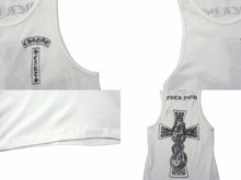 画像をギャラリービューアに読み込む, CHROME HEARTS クロムハーツ タンクトップ サイズM ケルティッククロス スクロールラベルロゴ プリント ホワイト 美品 中古 4b003350