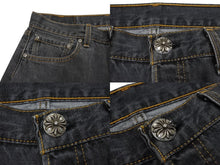 画像をギャラリービューアに読み込む, 新品未使用 CHROME HEARTS クロムハーツ デニムパンツ ジーンズ サイズ33 Levi's リーバイス 501 クロスボール グレー 中古 4b003356