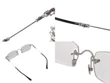 画像をギャラリービューアに読み込む, 極美品 CHROME HEARTS クロムハーツ PILLS III メガネ シルバー925 55☐20-144 アイウェア フローラル CHプラス スクエア シルバー金具 中古 4b003357