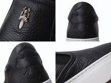 画像をギャラリービューアに読み込む, 極美品 CHROME HEARTS クロムハーツ スニーカー スリッポン ダガー CHプラス レザー ラバー サイズ43 シルバー金具 ブラック 中古 4b003358