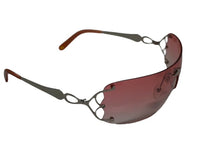 画像をギャラリービューアに読み込む, CHANEL シャネル シールド サングラス 2044 C103 サイズ125 ココマーク ラインストーン ピンク グラデーションレンズ 良品 中古 4b003364