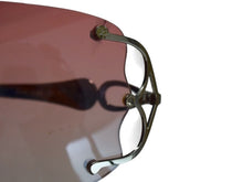 画像をギャラリービューアに読み込む, CHANEL シャネル シールド サングラス 2044 C103 サイズ125 ココマーク ラインストーン ピンク グラデーションレンズ 良品 中古 4b003364