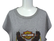 画像をギャラリービューアに読み込む, HARLEY DAVIDSON ハーレーダビッドソン ノースリーブTシャツ COLONIAL グレー ブラウン レッド イエロー サイズ2XL 美品 中古 4b003370