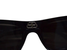 画像をギャラリービューアに読み込む, BALENCIAGA バレンシアガ SHIELD RECTANGLE サングラス ブラック プラスチック ロゴ アイウェア スクエア 99☐1-140 BB0080S シルバー金具 美品 中古 4b003371
