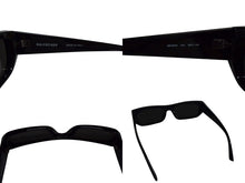 画像をギャラリービューアに読み込む, BALENCIAGA バレンシアガ SHIELD RECTANGLE サングラス ブラック プラスチック ロゴ アイウェア スクエア 99☐1-140 BB0080S シルバー金具 美品 中古 4b003371