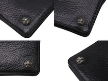 画像をギャラリービューアに読み込む, CHROME HEARTS クロムハーツ 2ジップ クロス ボタンズ ブラック ヘビー レザー ウォレット 財布 レザー シルバー925 ブラック 美品 中古 4b003378