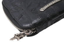 画像をギャラリービューアに読み込む, CHROME HEARTS クロムハーツ バンクローバーセメタリクロスラウンドジップレザーウォレット 二つ折り財布 レザー シルバー925 ブラック 美品 中古 4b003383