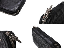 画像をギャラリービューアに読み込む, CHROME HEARTS クロムハーツ バンクローバーセメタリクロスラウンドジップレザーウォレット 二つ折り財布 レザー シルバー925 ブラック 美品 中古 4b003383