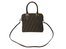 画像をギャラリービューアに読み込む, FENDI フェンディ ズッカ柄 2WAY ハンドバッグ ブラウン キャンバス レザー 14967 ロゴ ショルダー ゴールド金具 鞄 美品 中古 4b003400