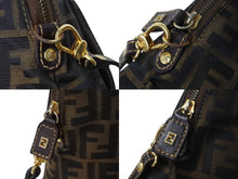 画像をギャラリービューアに読み込む, FENDI フェンディ ズッカ柄 2WAY ハンドバッグ ブラウン キャンバス レザー 14967 ロゴ ショルダー ゴールド金具 鞄 美品 中古 4b003400