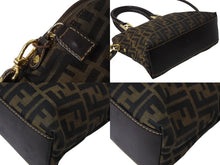 画像をギャラリービューアに読み込む, FENDI フェンディ ズッカ柄 2WAY ハンドバッグ ブラウン キャンバス レザー 14967 ロゴ ショルダー ゴールド金具 鞄 美品 中古 4b003400