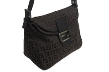 画像をギャラリービューアに読み込む, FENDI フェンディ マンマバケット ワンショルダーバッグ ズッカ柄 キャンバス レザー ブラウン ブラックメタル金具 美品 中古 4b003401