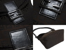 画像をギャラリービューアに読み込む, FENDI フェンディ マンマバケット ワンショルダーバッグ ズッカ柄 キャンバス レザー ブラウン ブラックメタル金具 美品 中古 4b003401