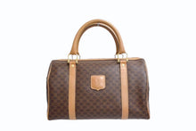 画像をギャラリービューアに読み込む, CELINE セリーヌ マカダム柄 ハンドバッグ ベージュ ブラウン PVC レザー ミニボストン ロゴ 鞄 ゴールド金具 美品 中古 4b003405