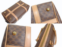 画像をギャラリービューアに読み込む, CELINE セリーヌ マカダム柄 ハンドバッグ ベージュ ブラウン PVC レザー ミニボストン ロゴ 鞄 ゴールド金具 美品 中古 4b003405