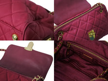 画像をギャラリービューアに読み込む, PRADA プラダ キルティング チェーンショルダーバッグ 斜め掛けバッグ ナイロン ピンク ゴールド金具 美品 中古 4b003419