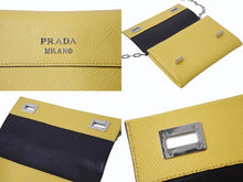 画像をギャラリービューアに読み込む, PRADA プラダ チェーンショルダーバッグ サフィアーノレザー ターンロック イエロー ロゴ金具 シルバー金具 美品 中古 4b003420
