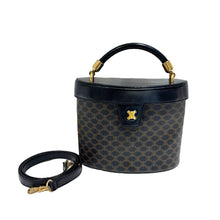 画像をギャラリービューアに読み込む, CELINE セリーヌ ハンドバッグ ミニバッグ ショルダーバッグ バニティ マカダム柄 レザー ブラック ブラウン 美品 中古 4b003432