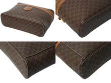 画像をギャラリービューアに読み込む, CELINE セリーヌ マカダム柄 ハンドバッグ バニティバック 化粧ポーチ PVC レザー DM95 ブラウン ゴールド金具 美品 中古 4b003433