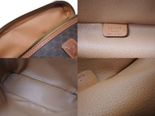 画像をギャラリービューアに読み込む, CELINE セリーヌ マカダム柄 ハンドバッグ バニティバック 化粧ポーチ PVC レザー DM95 ブラウン ゴールド金具 美品 中古 4b003433