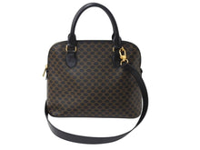 画像をギャラリービューアに読み込む, 極美品 CELINE セリーヌ ハンドバッグ ショルダーバッグ 2way マカダム柄 フィービー期 DM99/1 PVC レザーブラック ブラウン ゴールド金具 中古 4b003434