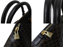 画像をギャラリービューアに読み込む, 極美品 CELINE セリーヌ ハンドバッグ ショルダーバッグ 2way マカダム柄 フィービー期 DM99/1 PVC レザーブラック ブラウン ゴールド金具 中古 4b003434