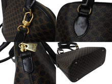 画像をギャラリービューアに読み込む, 極美品 CELINE セリーヌ ハンドバッグ ショルダーバッグ 2way マカダム柄 フィービー期 DM99/1 PVC レザーブラック ブラウン ゴールド金具 中古 4b003434
