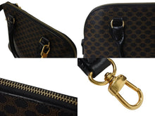 画像をギャラリービューアに読み込む, 極美品 CELINE セリーヌ ハンドバッグ ショルダーバッグ 2way マカダム柄 フィービー期 DM99/1 PVC レザーブラック ブラウン ゴールド金具 中古 4b003434