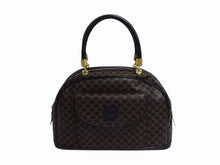 画像をギャラリービューアに読み込む, CELINE セリーヌ マカダム柄 ハンドバッグ ブラック ブラウン ミニボストン ロゴ PVC レザー MC96 ゴールド金具 鞄 美品 中古 4b003443