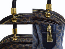 画像をギャラリービューアに読み込む, CELINE セリーヌ マカダム柄 ハンドバッグ ブラック ブラウン ミニボストン ロゴ PVC レザー MC96 ゴールド金具 鞄 美品 中古 4b003443