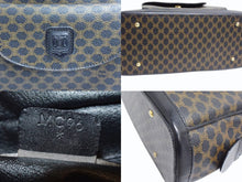 画像をギャラリービューアに読み込む, CELINE セリーヌ マカダム柄 ハンドバッグ ブラック ブラウン ミニボストン ロゴ PVC レザー MC96 ゴールド金具 鞄 美品 中古 4b003443