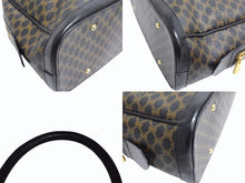 画像をギャラリービューアに読み込む, CELINE セリーヌ マカダム柄 ハンドバッグ ブラック ブラウン ミニボストン ロゴ PVC レザー MC96 ゴールド金具 鞄 美品 中古 4b003443