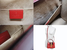 画像をギャラリービューアに読み込む, GUCCI グッチ シルヴィ ミニ 2WAY ハンドバッグ ショルダーバッグ 470270 レザー レッド ネイビー ゴールド金具 美品 中古 4b003445