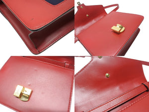 GUCCI グッチ シルヴィ ミニ 2WAY ハンドバッグ ショルダーバッグ 470270 レザー レッド ネイビー ゴールド金具 美品 中古 4b003445