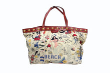 画像をギャラリービューアに読み込む, GUCCI グッチ ショルダーバッグ トートバッグ ビーチショッパー 207292 ナイロン アイボリー レッド マルチカラー 美品 中古 4b003449