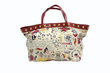 画像をギャラリービューアに読み込む, GUCCI グッチ ショルダーバッグ トートバッグ ビーチショッパー 207292 ナイロン アイボリー レッド マルチカラー 美品 中古 4b003449