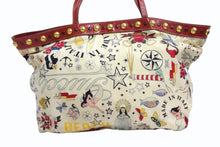 画像をギャラリービューアに読み込む, GUCCI グッチ ショルダーバッグ トートバッグ ビーチショッパー 207292 ナイロン アイボリー レッド マルチカラー 美品 中古 4b003449