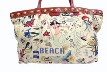 画像をギャラリービューアに読み込む, GUCCI グッチ ショルダーバッグ トートバッグ ビーチショッパー 207292 ナイロン アイボリー レッド マルチカラー 美品 中古 4b003449