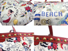 画像をギャラリービューアに読み込む, GUCCI グッチ ショルダーバッグ トートバッグ ビーチショッパー 207292 ナイロン アイボリー レッド マルチカラー 美品 中古 4b003449