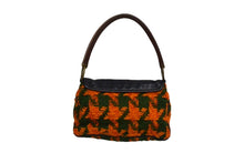 Load image into Gallery viewer, MIUMIU ミュウミュウ ワンショルダーバッグ ハンドバッグ 2way レザー ウール ブラック マルチカラー ゴールド金具 美品 中古 4b003450