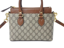 画像をギャラリービューアに読み込む, GUCCI グッチ 2WAYバッグ ハンドバッグ ショルダーバッグ GGスプリームキャンバス レザー ブラウン ベージュ 美品 中古 4b003455